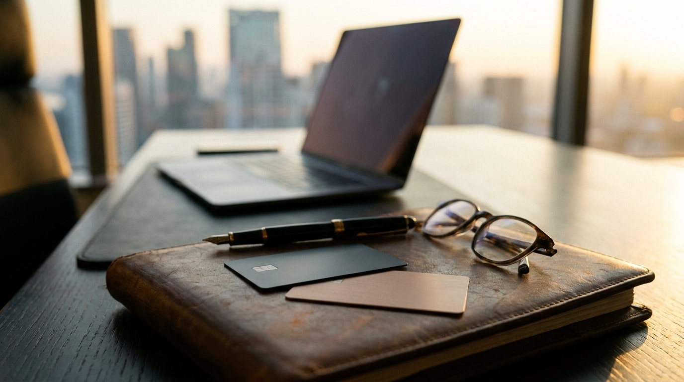 Business credit cards on a desk